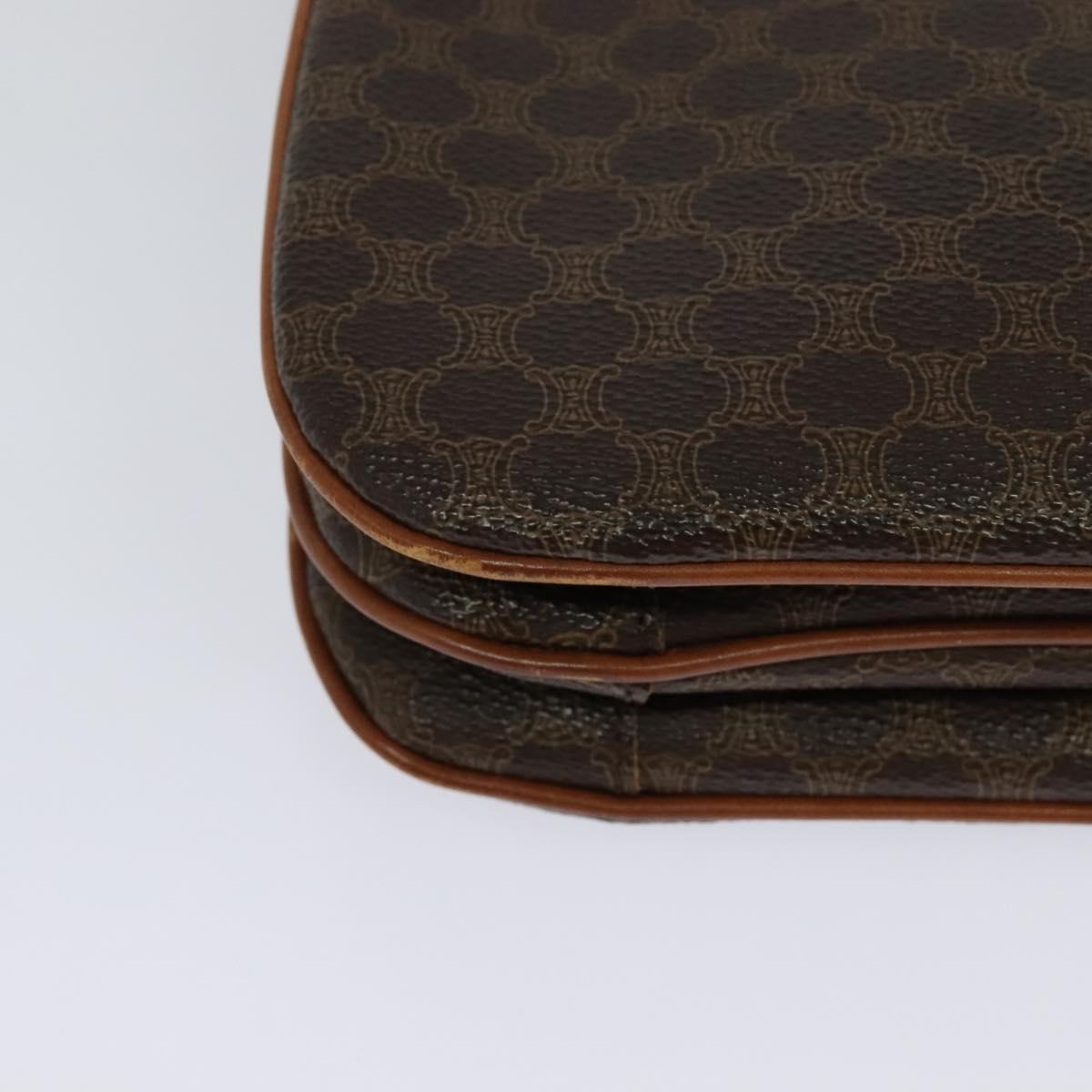 CELINE Macadam Canvas Shoulder Bag PVC Leather Brown Auth ki5395