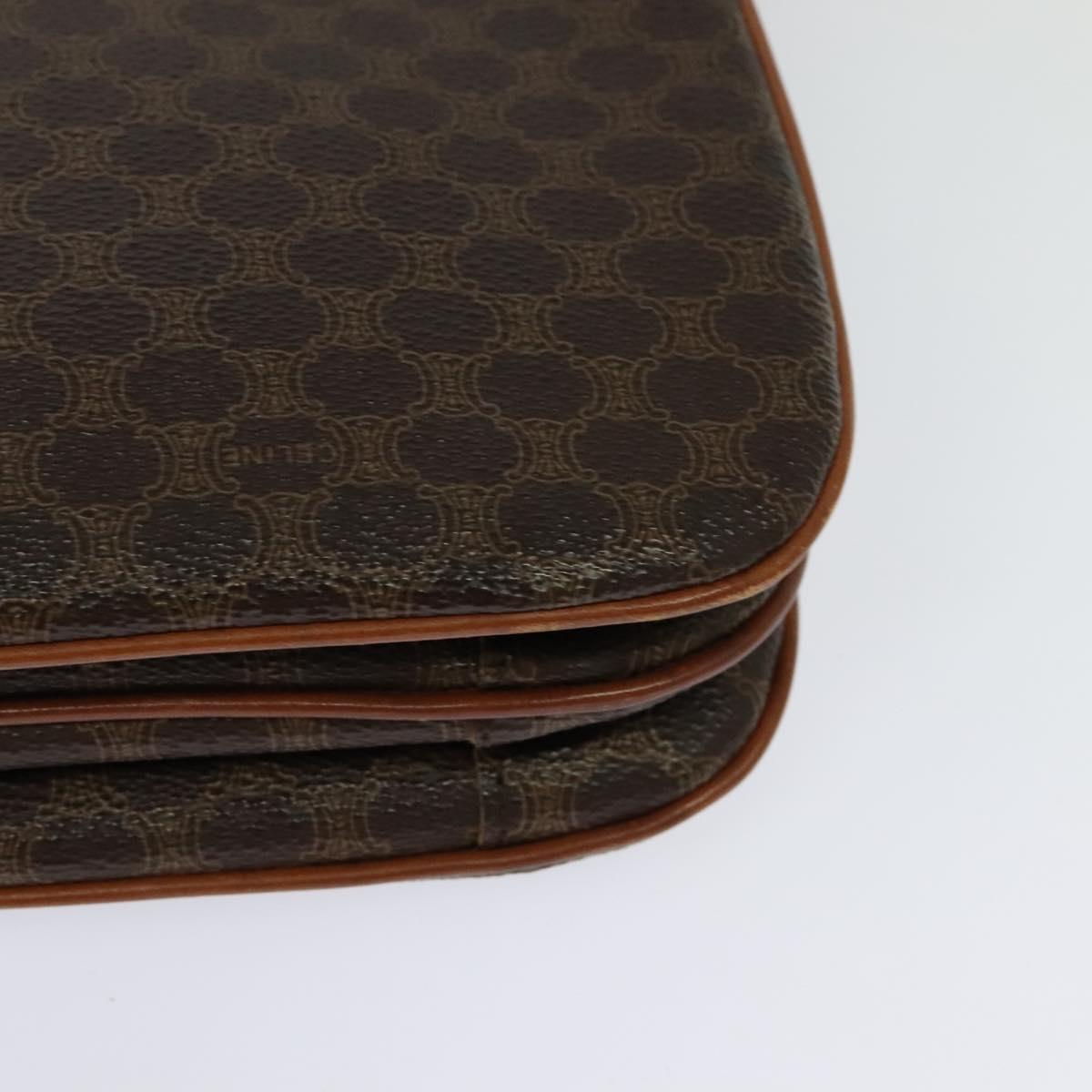 CELINE Macadam Canvas Shoulder Bag PVC Leather Brown Auth ki5395