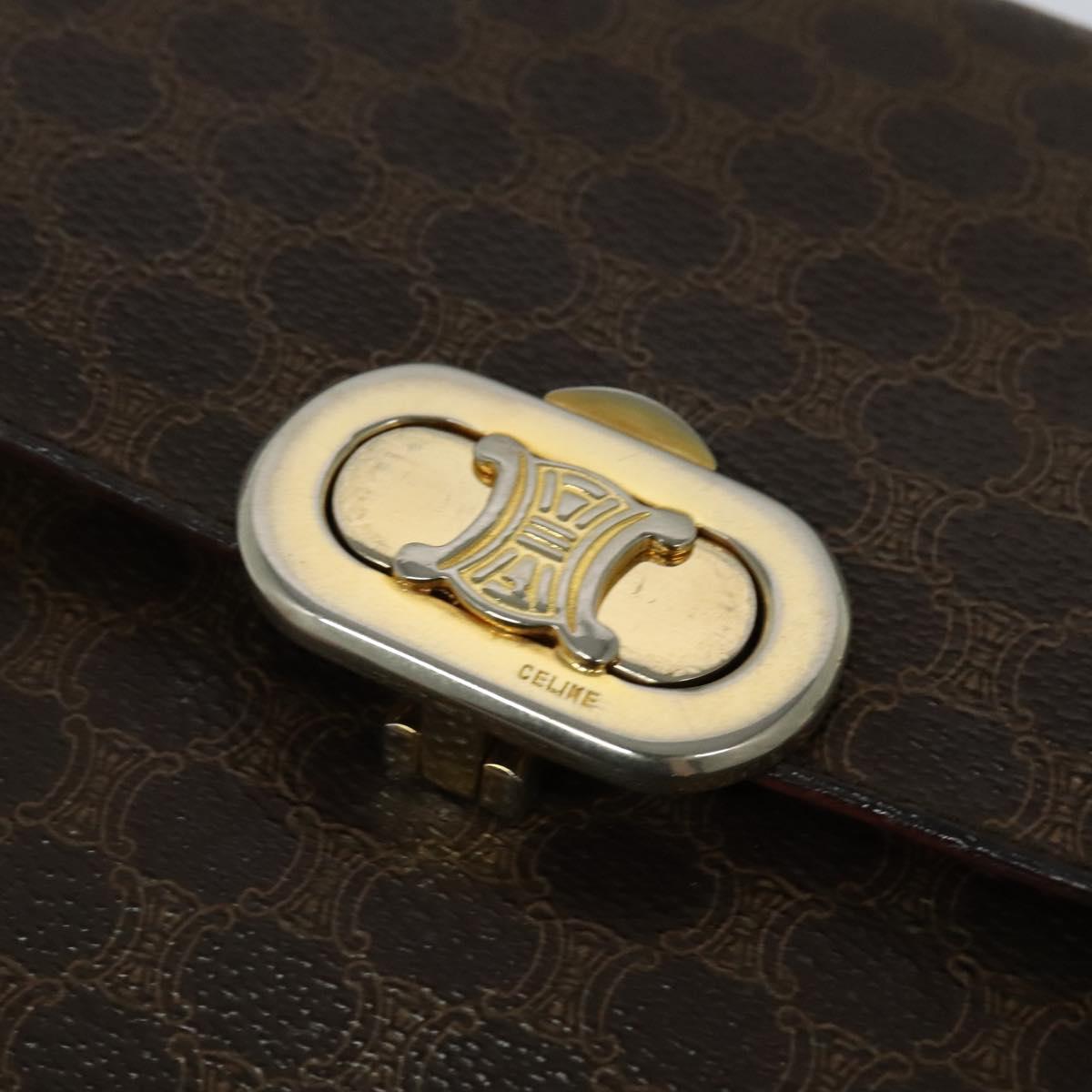 CELINE Macadam Canvas Shoulder Bag PVC Leather Brown Auth ki5395