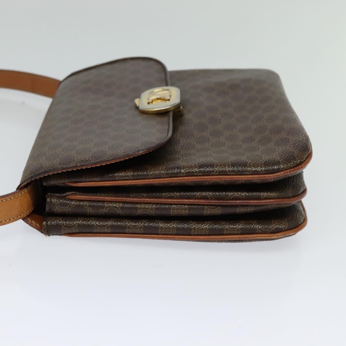 CELINE Macadam Canvas Shoulder Bag PVC Leather Brown Auth ki5395