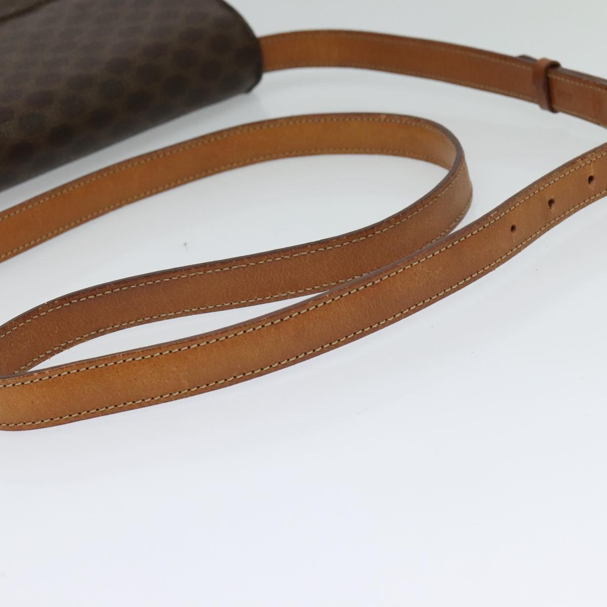 CELINE Macadam Canvas Shoulder Bag PVC Leather Brown Auth ki5395