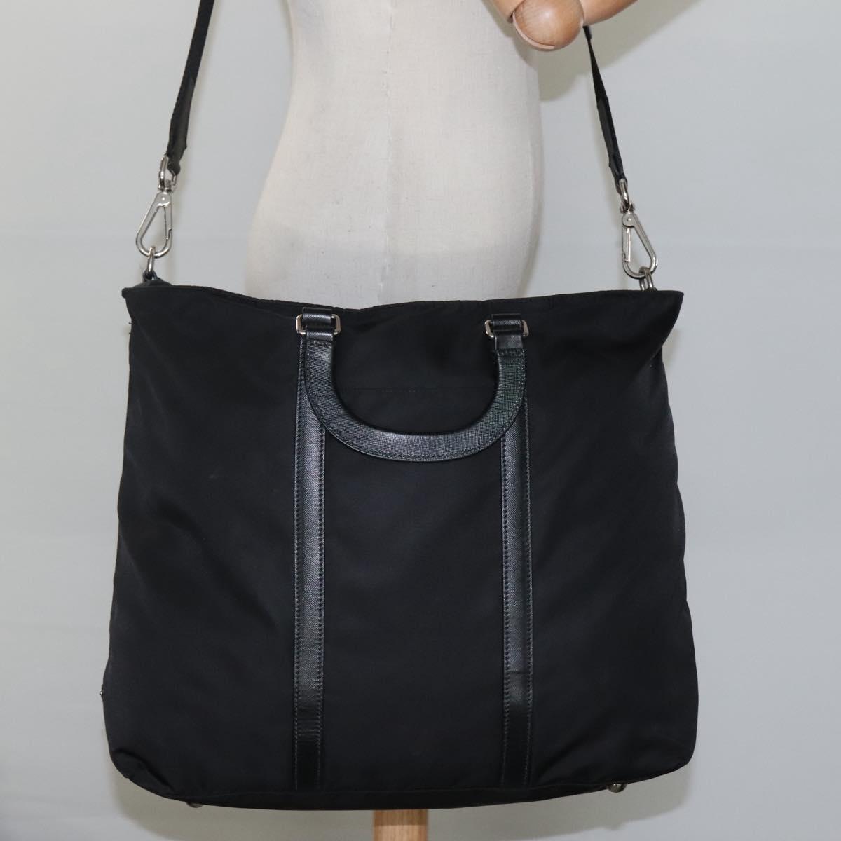 PRADA Hand Bag Nylon 2way Black Auth ki5424