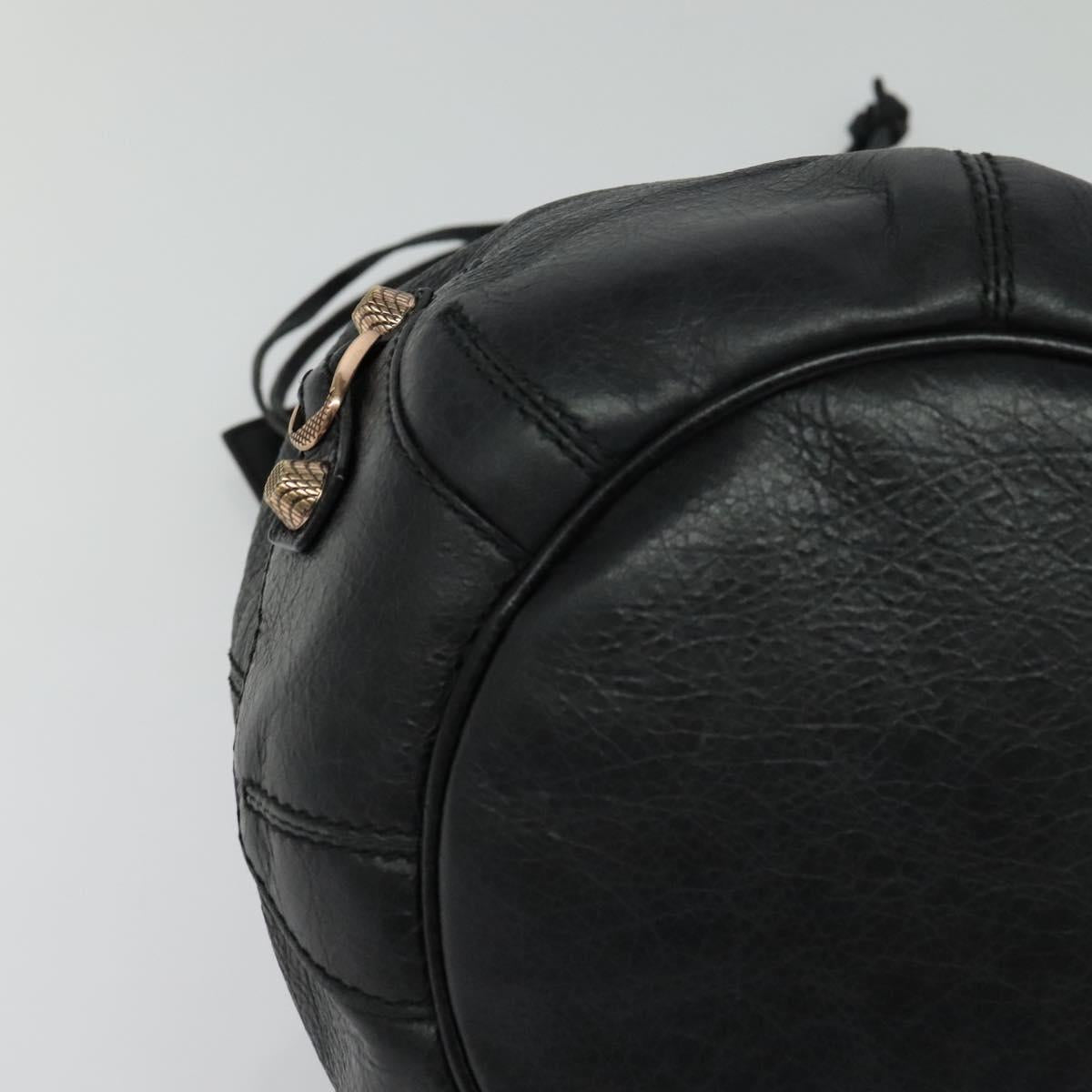 BALENCIAGA Giant Mini Pom Pom Hand Bag Leather 2way Black 285439 Auth ki5426V