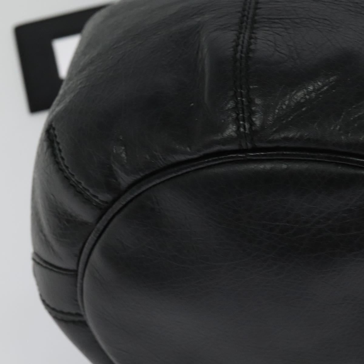 BALENCIAGA Giant Mini Pom Pom Hand Bag Leather 2way Black 285439 Auth ki5426V