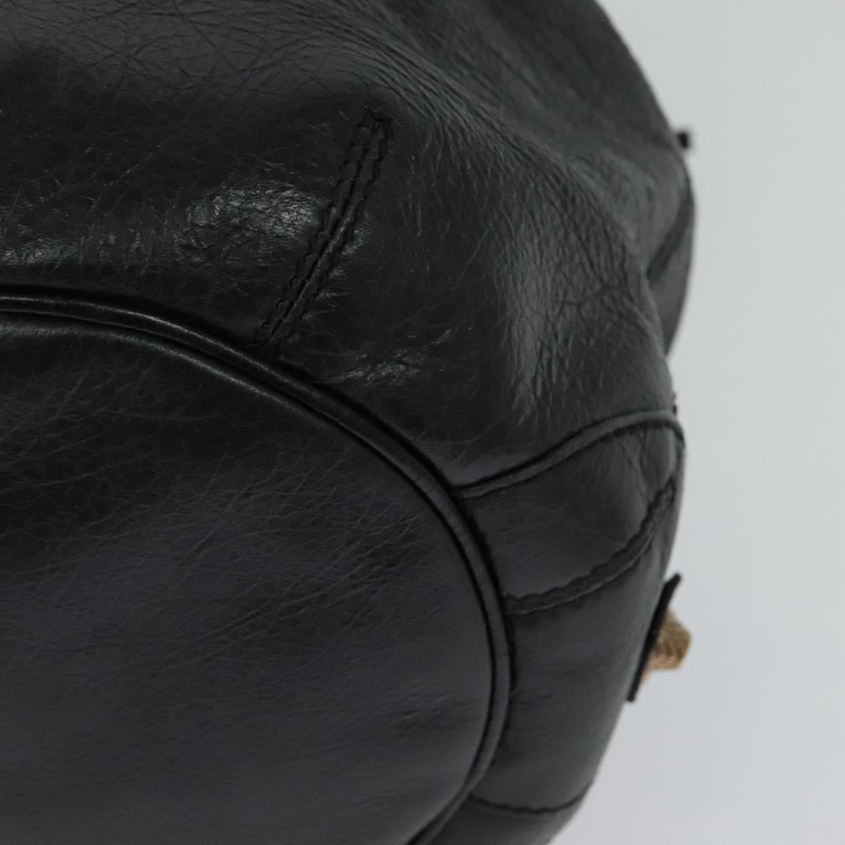 BALENCIAGA Giant Mini Pom Pom Hand Bag Leather 2way Black 285439 Auth ki5426V