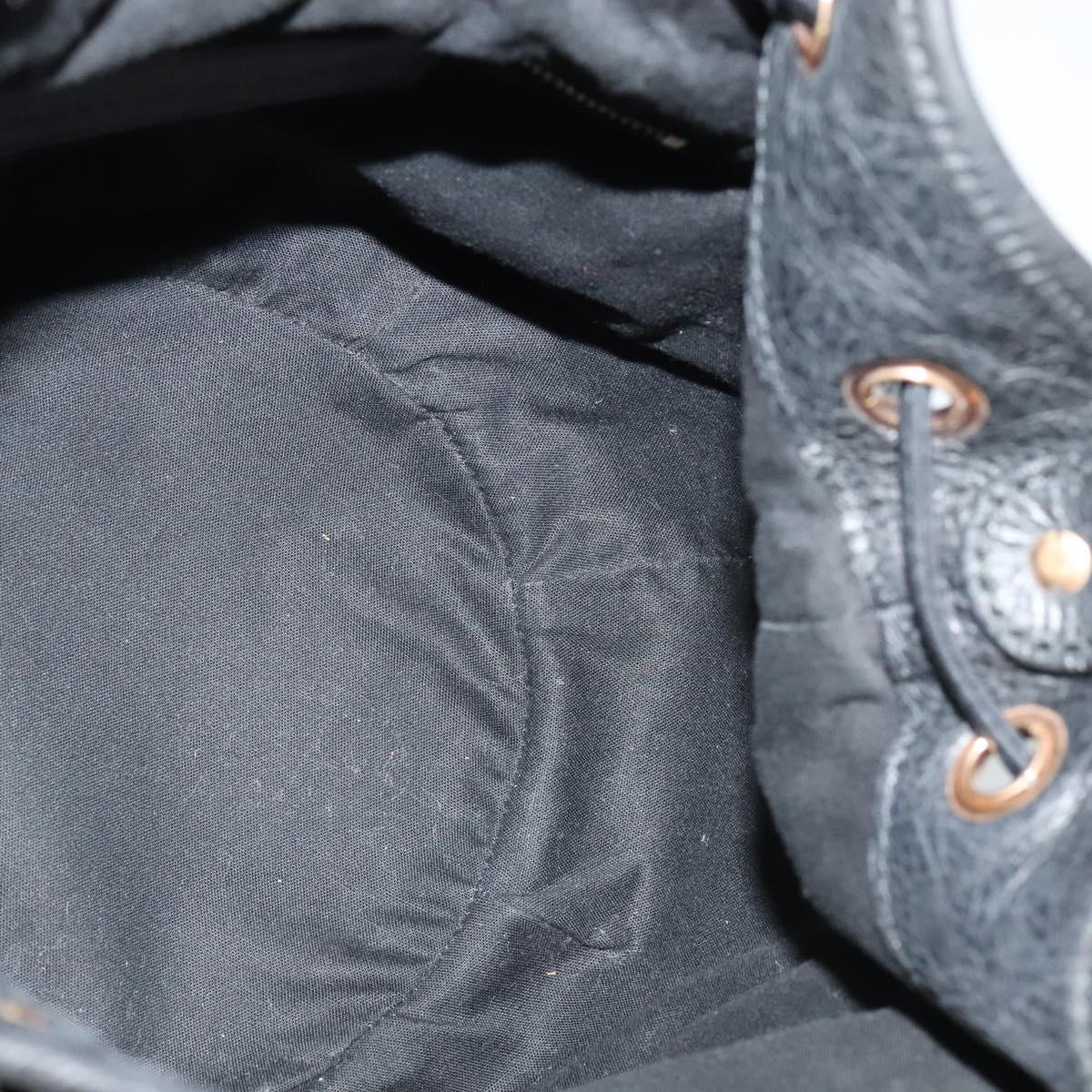 BALENCIAGA Giant Mini Pom Pom Hand Bag Leather 2way Black 285439 Auth ki5426V