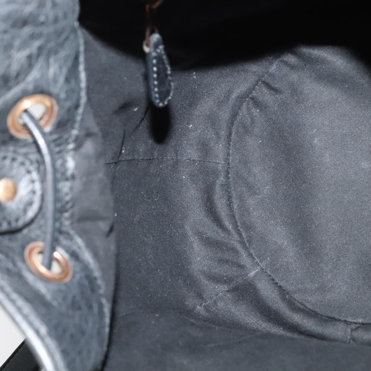 BALENCIAGA Giant Mini Pom Pom Hand Bag Leather 2way Black 285439 Auth ki5426V