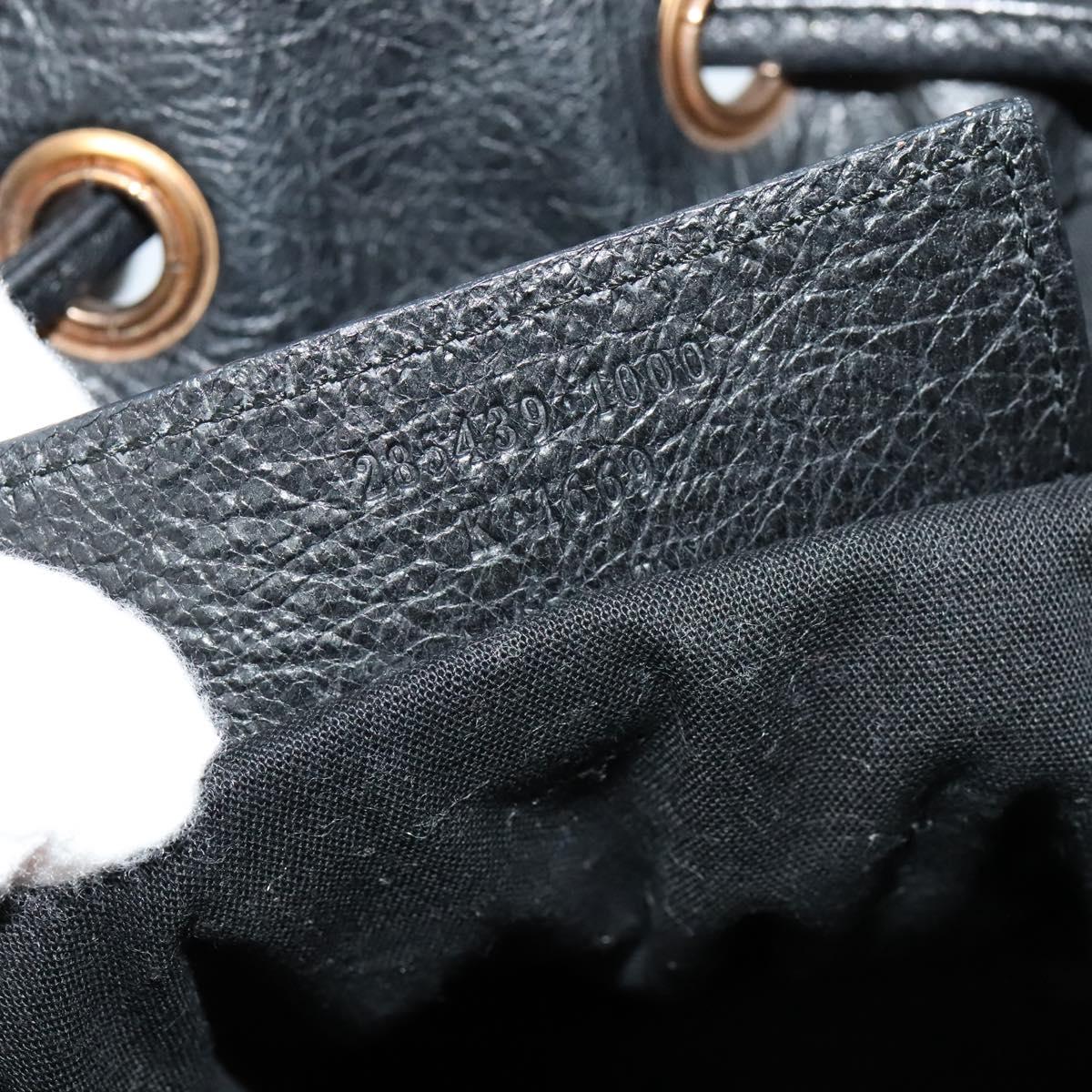 BALENCIAGA Giant Mini Pom Pom Hand Bag Leather 2way Black 285439 Auth ki5426V