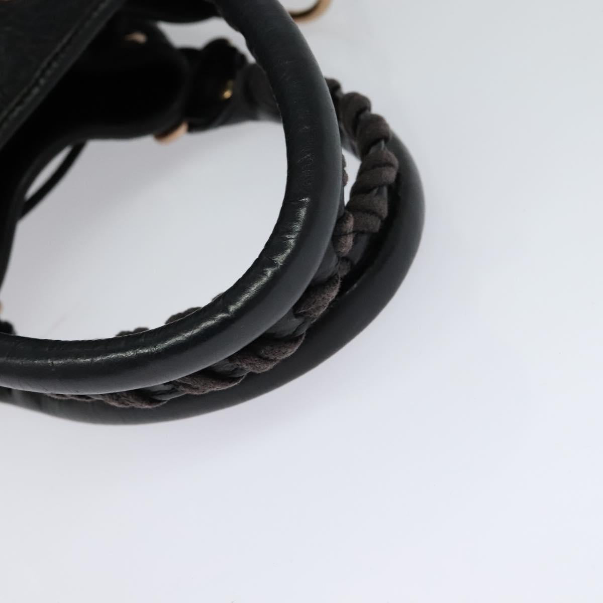 BALENCIAGA Giant Mini Pom Pom Hand Bag Leather 2way Black 285439 Auth ki5426V