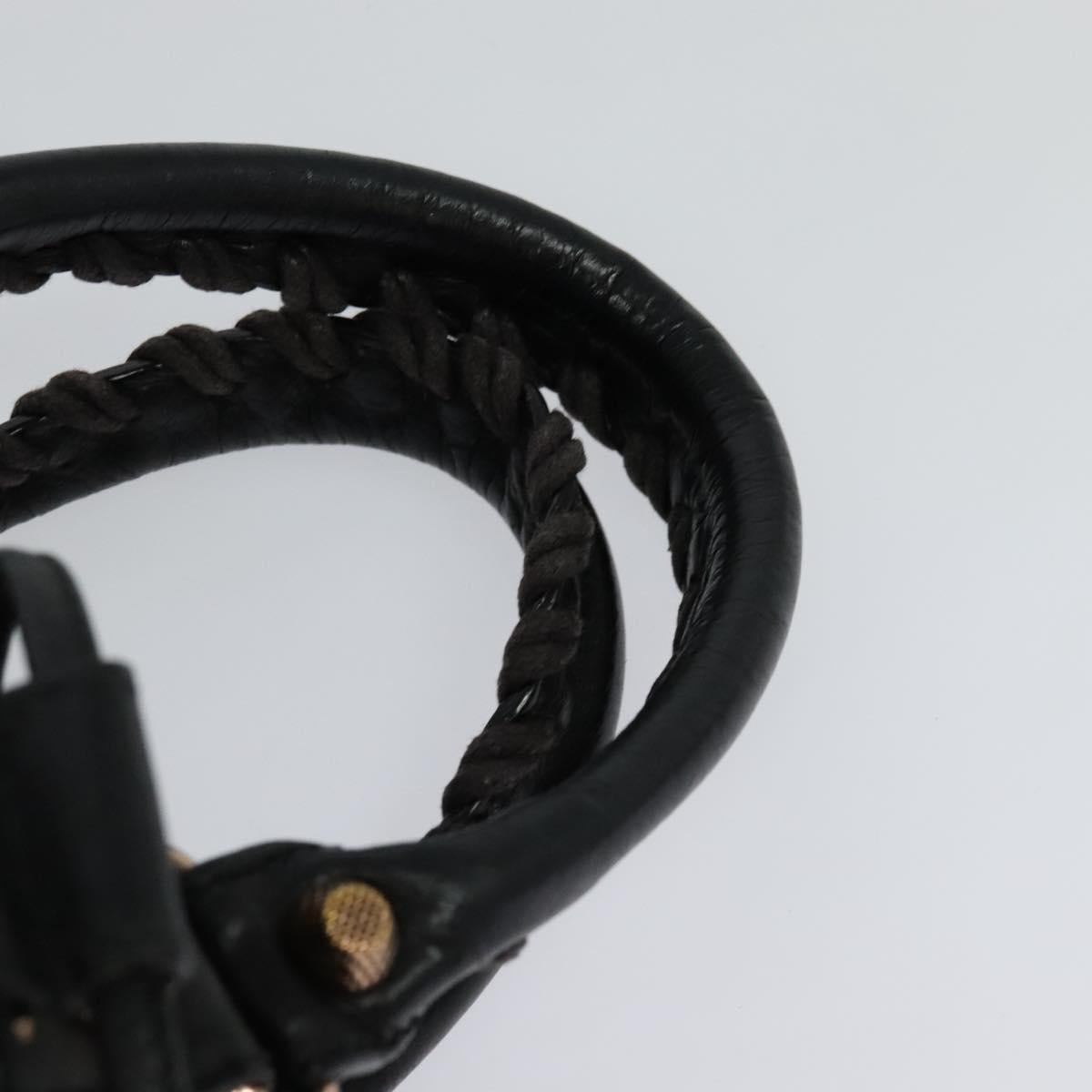 BALENCIAGA Giant Mini Pom Pom Hand Bag Leather 2way Black 285439 Auth ki5426V