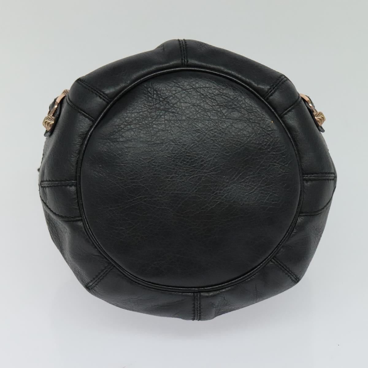BALENCIAGA Giant Mini Pom Pom Hand Bag Leather 2way Black 285439 Auth ki5426V