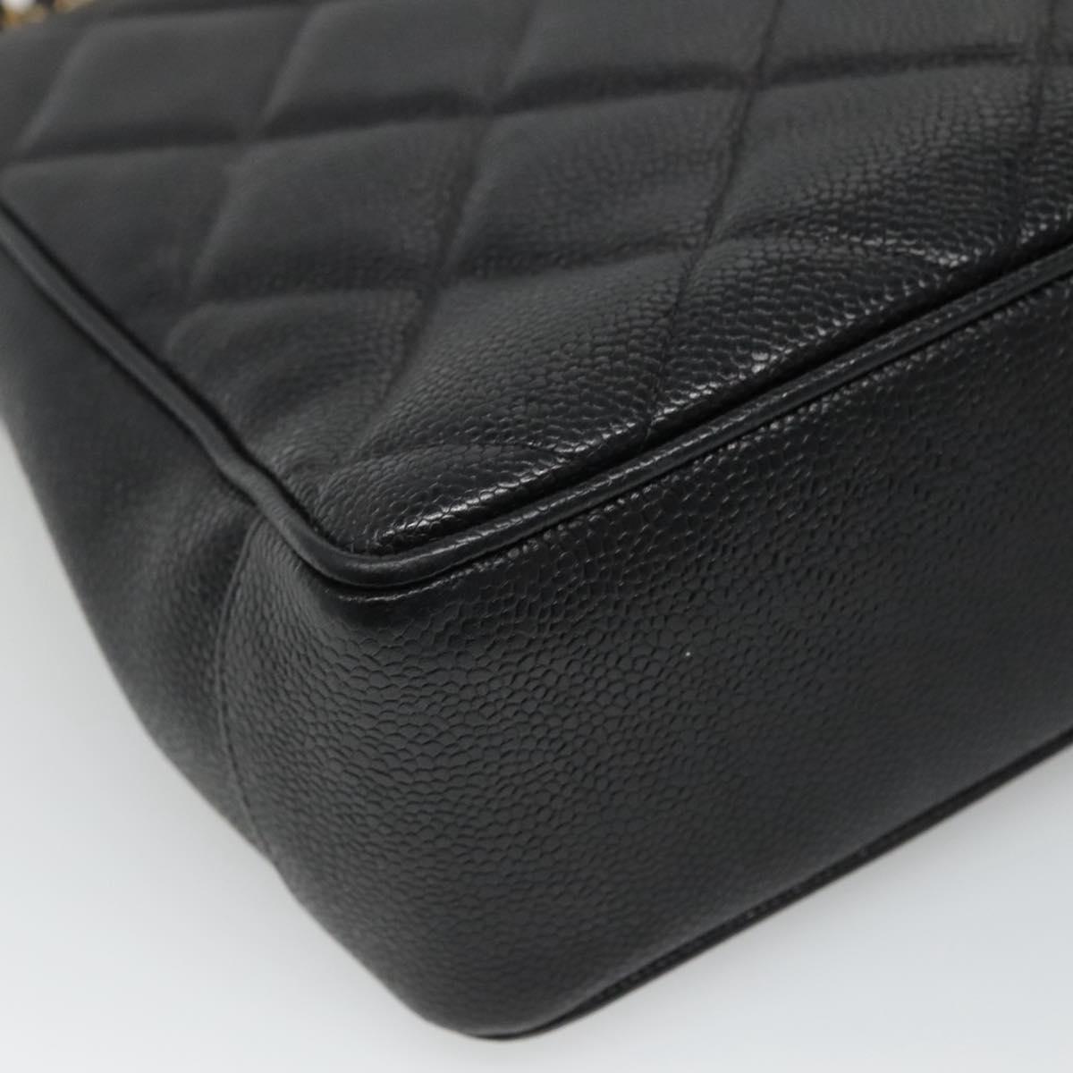 CHANEL Matelasse Chain Shoulder Bag Calf Skin Black Gold CC Auth ki5432