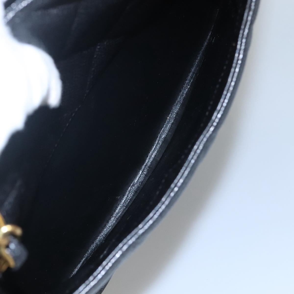 CHANEL Matelasse Chain Shoulder Bag Calf Skin Black Gold CC Auth ki5432