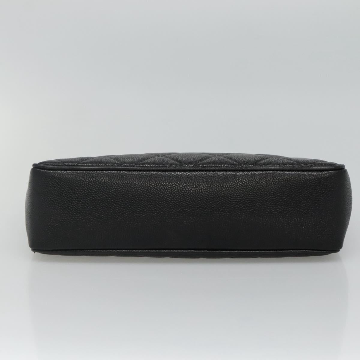 CHANEL Matelasse Chain Shoulder Bag Calf Skin Black Gold CC Auth ki5432