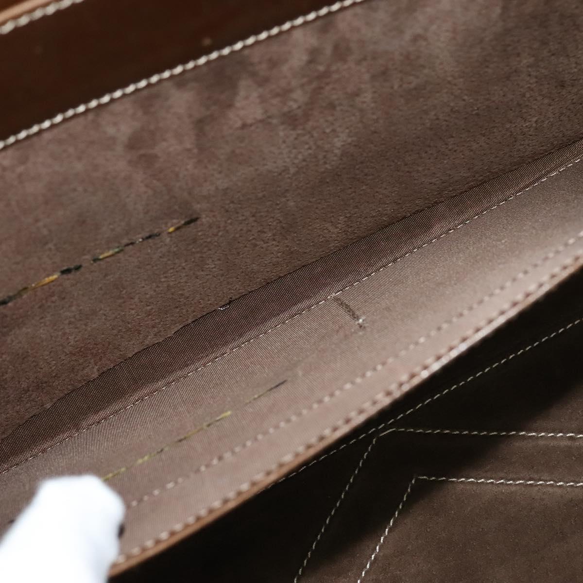 LOEWE Anagram Attache Case Hand Bag Leather Beige Auth ki5434