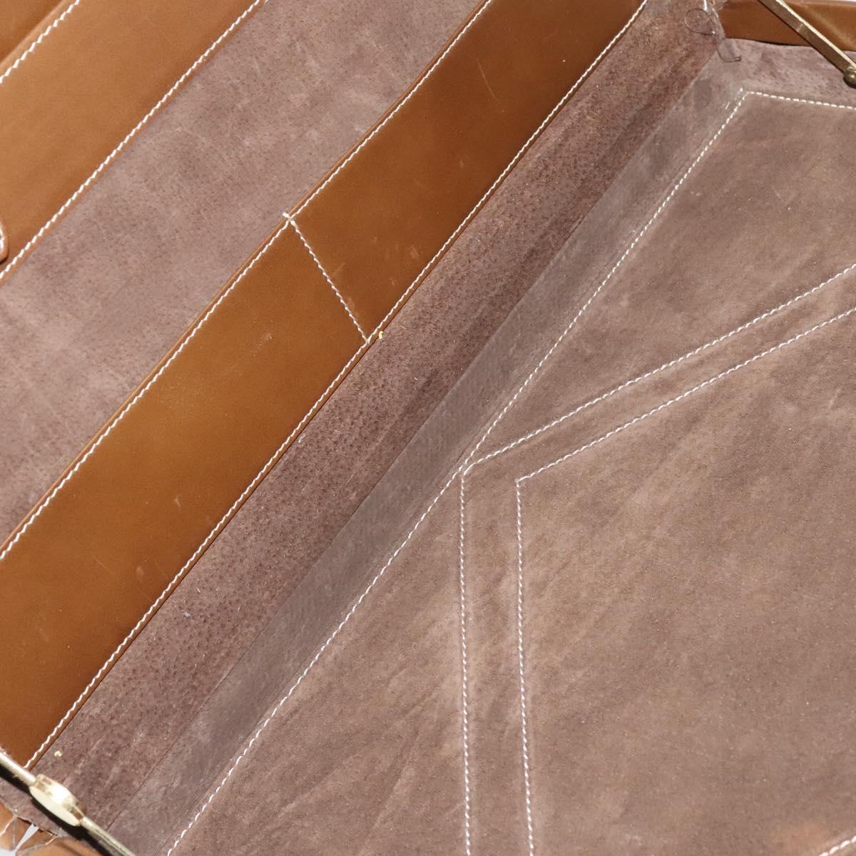 LOEWE Anagram Attache Case Hand Bag Leather Beige Auth ki5434