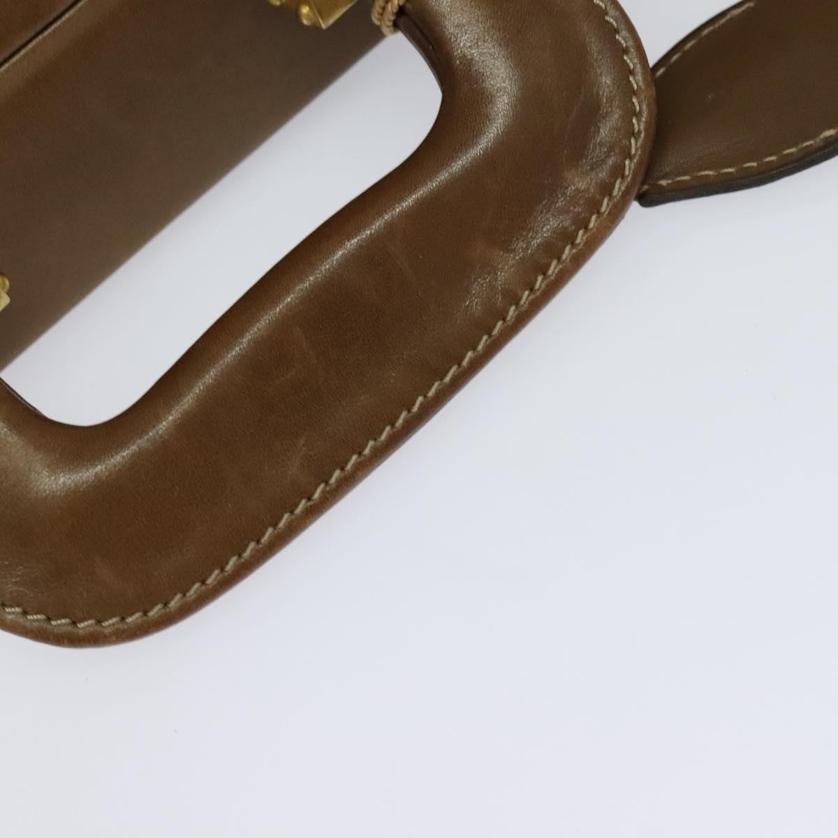 LOEWE Anagram Attache Case Hand Bag Leather Beige Auth ki5434