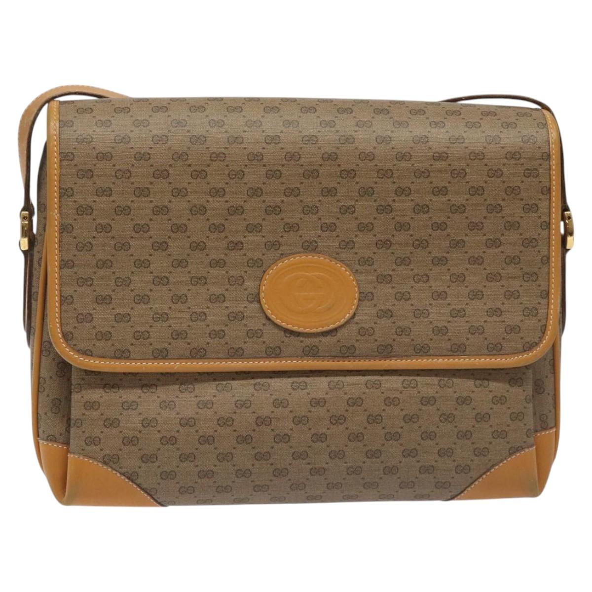 GUCCI Micro GG Supreme Shoulder Bag PVC Beige Gold 001 116 0924 Auth ki5438