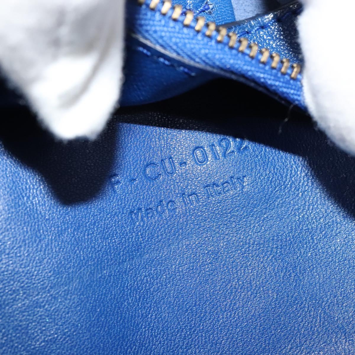 CELINE Vertical Cabas Hand Bag Leather Blue Brown Auth ki5445