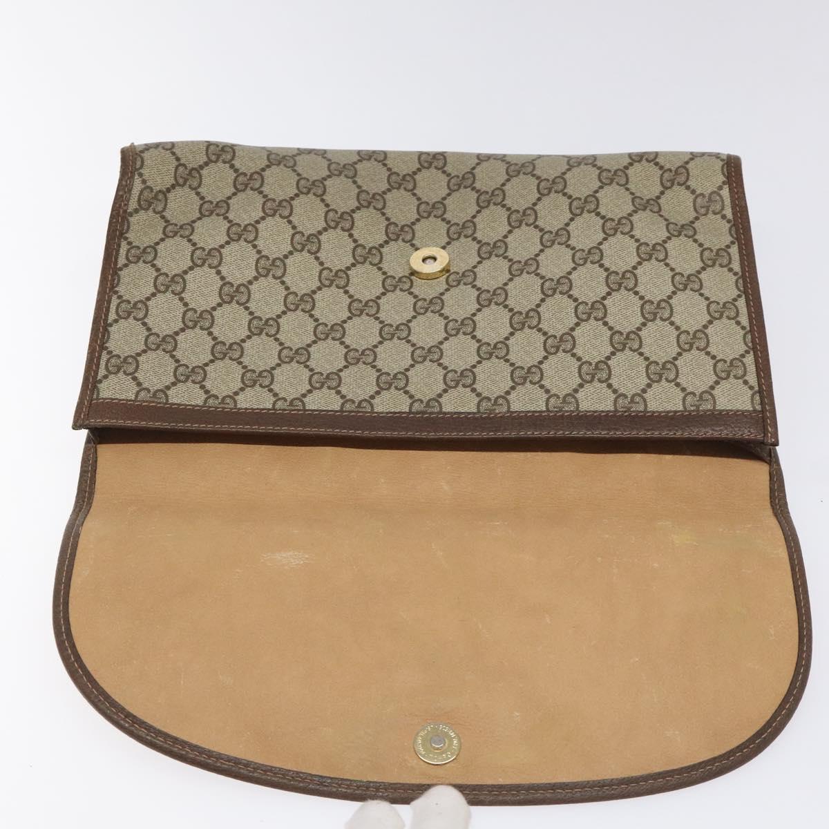 GUCCI GG Supreme Web Sherry Line Clutch Bag PVC Beige Red 156 01 031 Auth ki5446