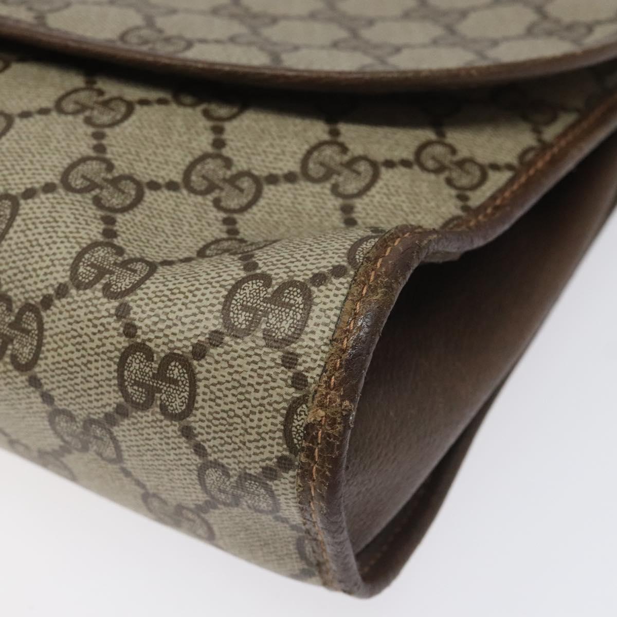 GUCCI GG Supreme Web Sherry Line Clutch Bag PVC Beige Red 156 01 031 Auth ki5446