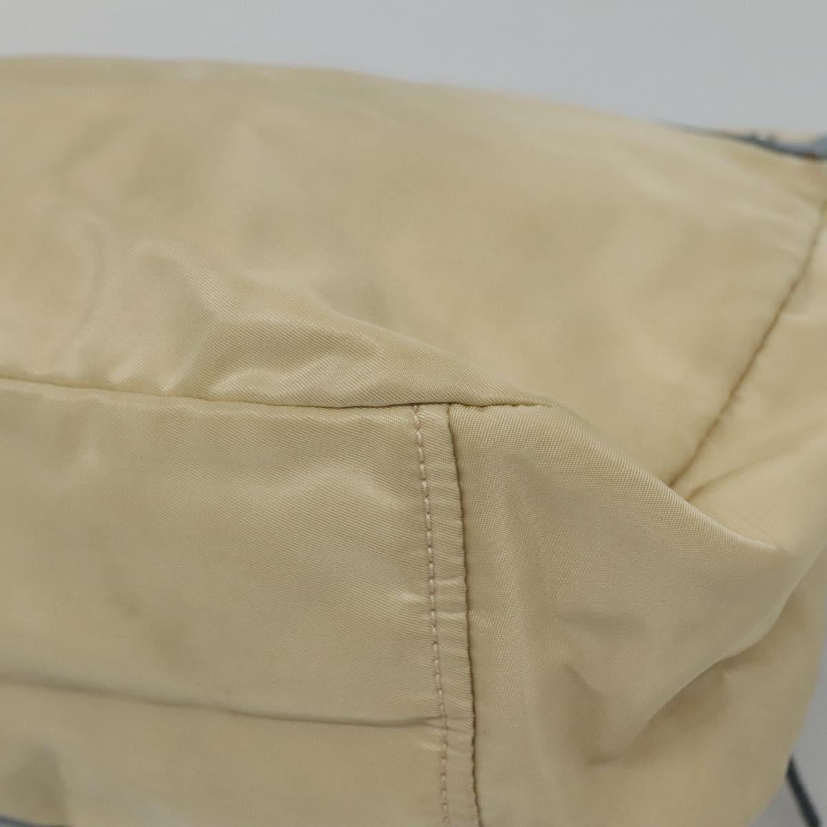 PRADA Shoulder Bag Nylon Leather Beige Auth ki5455