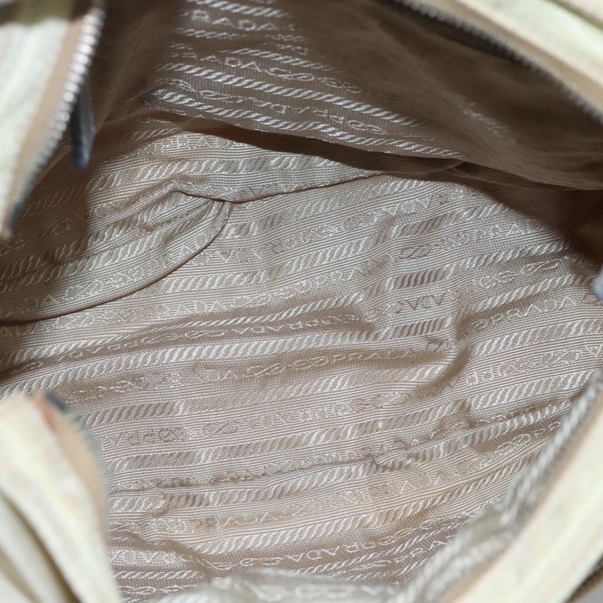 PRADA Shoulder Bag Nylon Leather Beige Auth ki5455