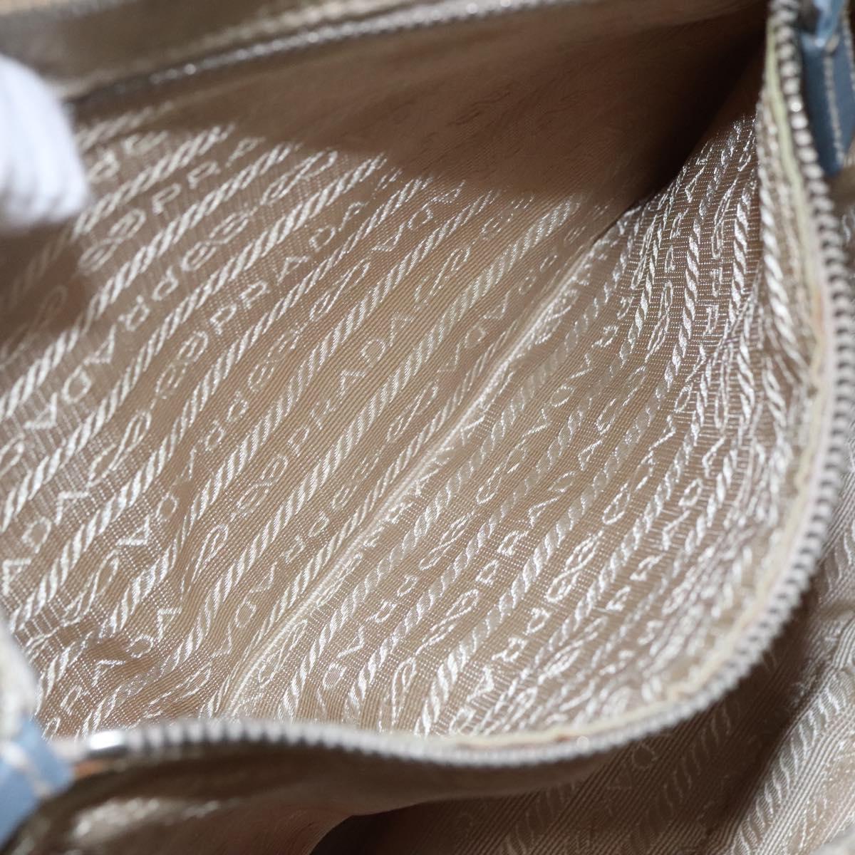 PRADA Shoulder Bag Nylon Leather Beige Auth ki5455