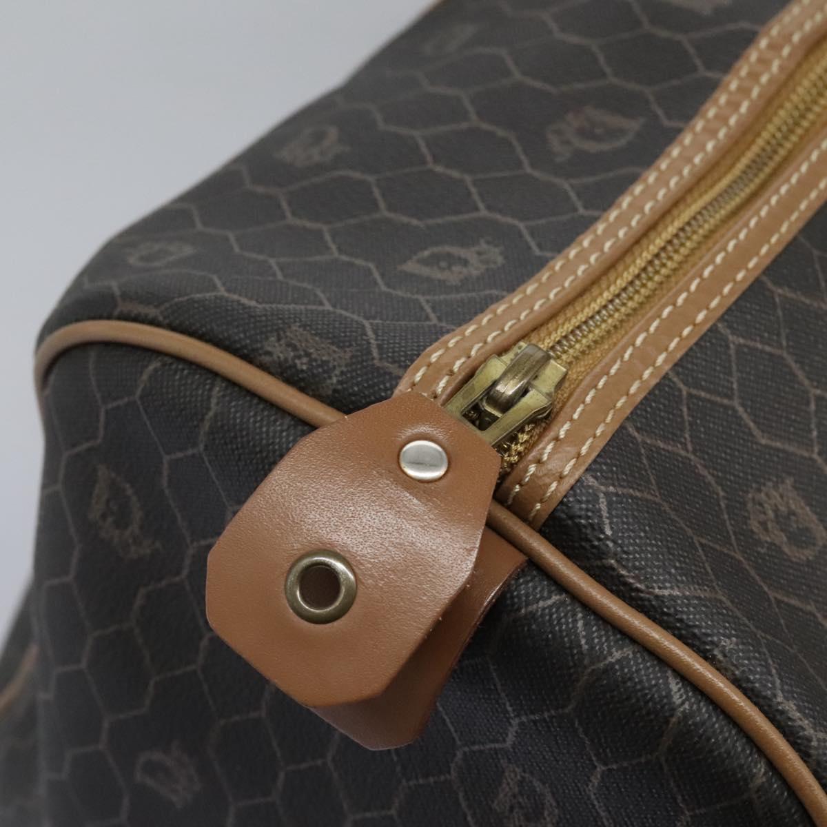 Christian Dior Honeycomb Canvas Boston Bag PVC Leather Black Auth ki5469