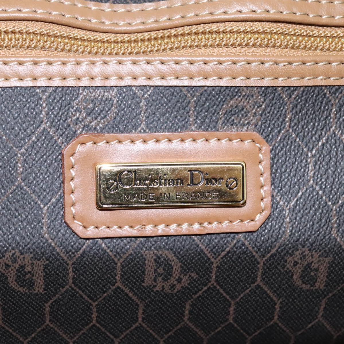 Christian Dior Honeycomb Canvas Boston Bag PVC Leather Black Auth ki5469