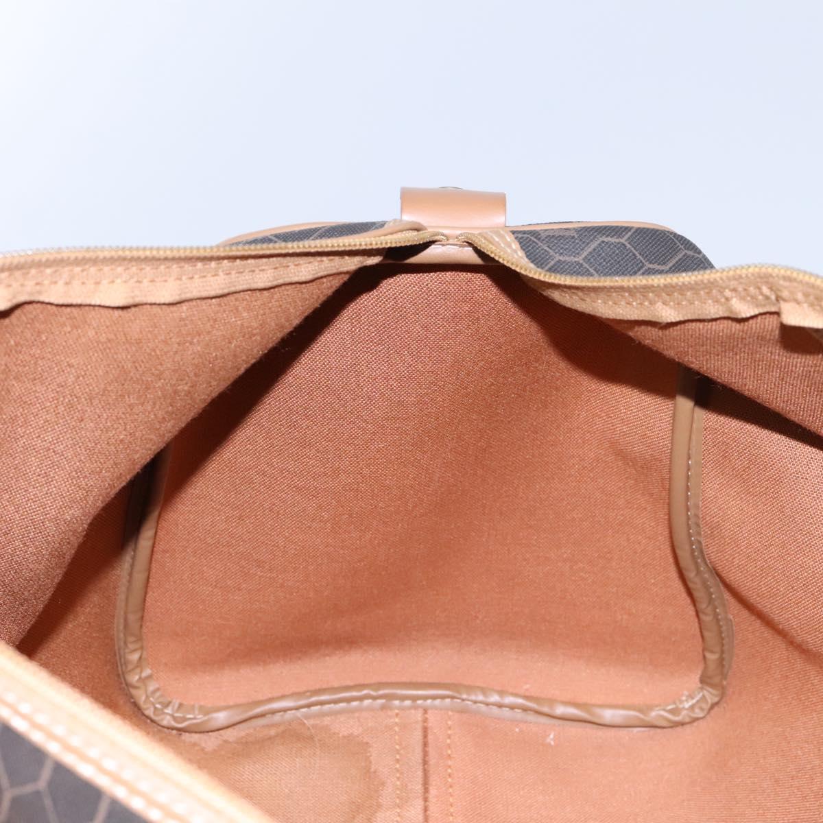 Christian Dior Honeycomb Canvas Boston Bag PVC Leather Black Auth ki5469