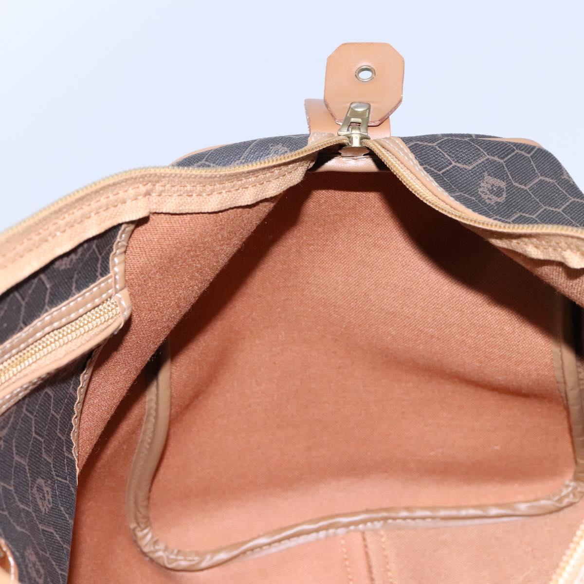 Christian Dior Honeycomb Canvas Boston Bag PVC Leather Black Auth ki5469