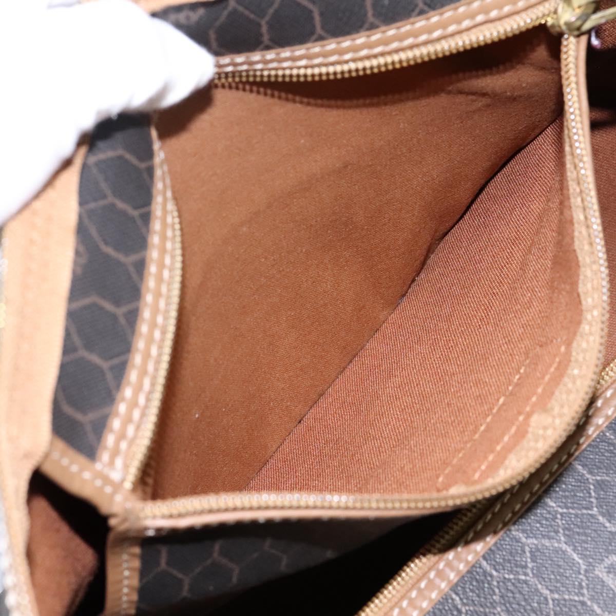 Christian Dior Honeycomb Canvas Boston Bag PVC Leather Black Auth ki5469