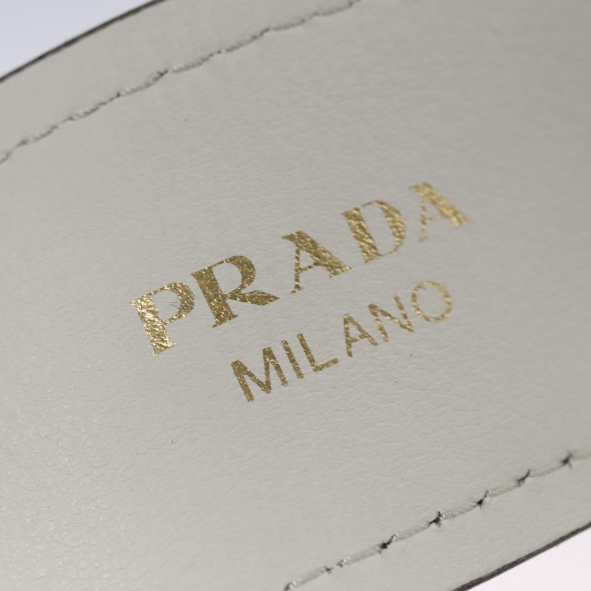 PRADA Flower Shoulder Strap Leather 40.2"""" White Auth ki5474V