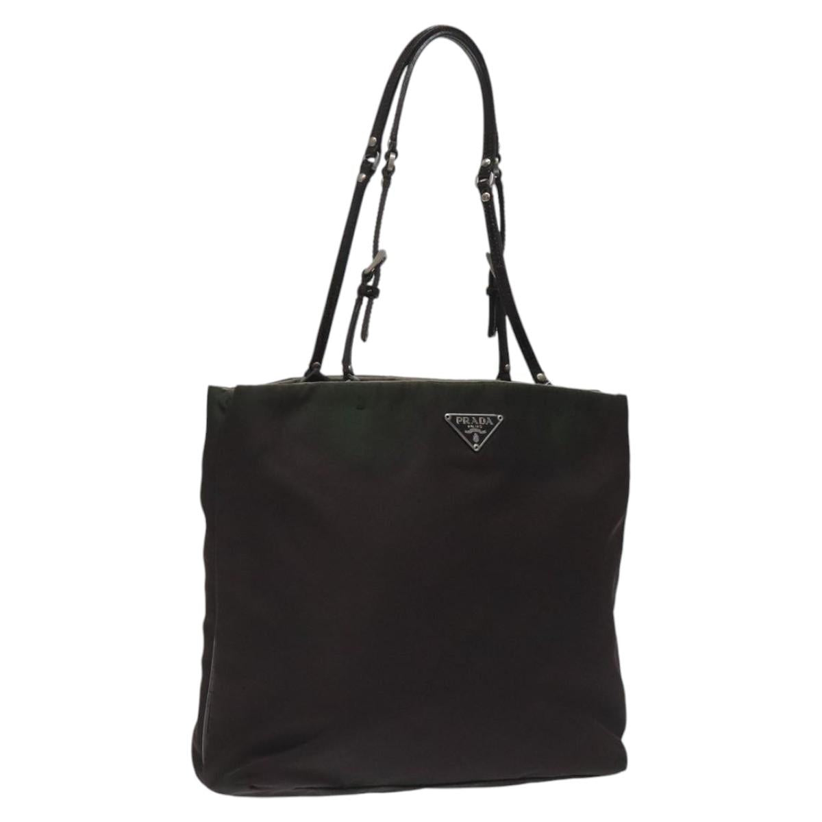 PRADA Hand Bag Nylon Khaki Auth ki5477