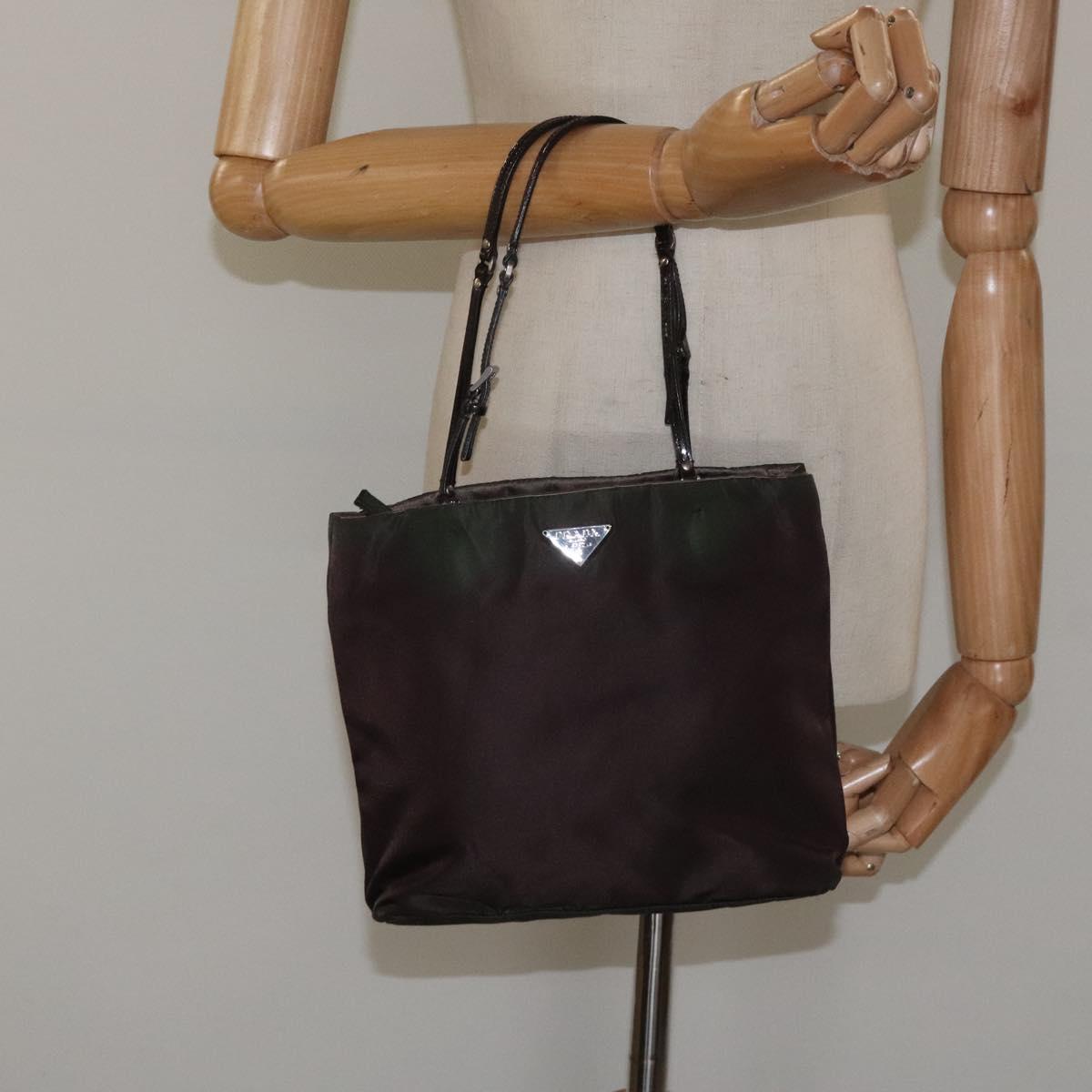 PRADA Hand Bag Nylon Khaki Auth ki5477