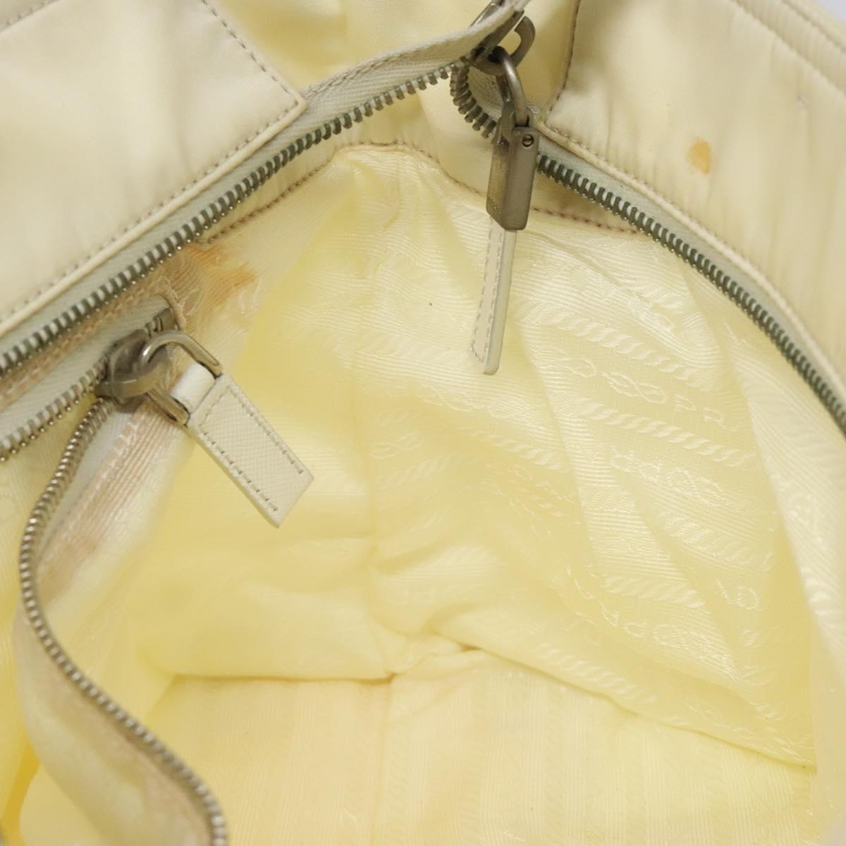 PRADA Hand Bag Nylon White Silver Auth ki5482