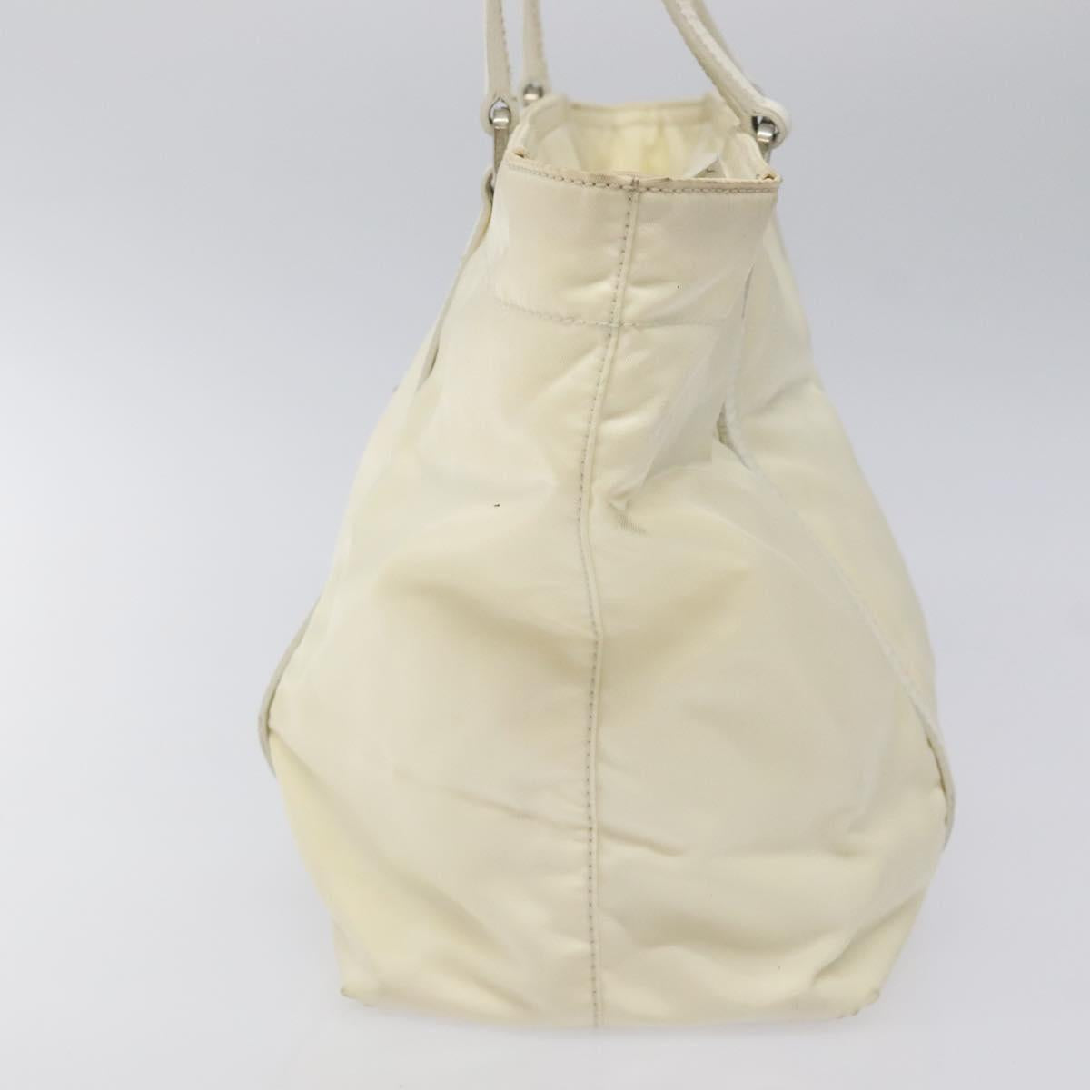 PRADA Hand Bag Nylon White Silver Auth ki5482