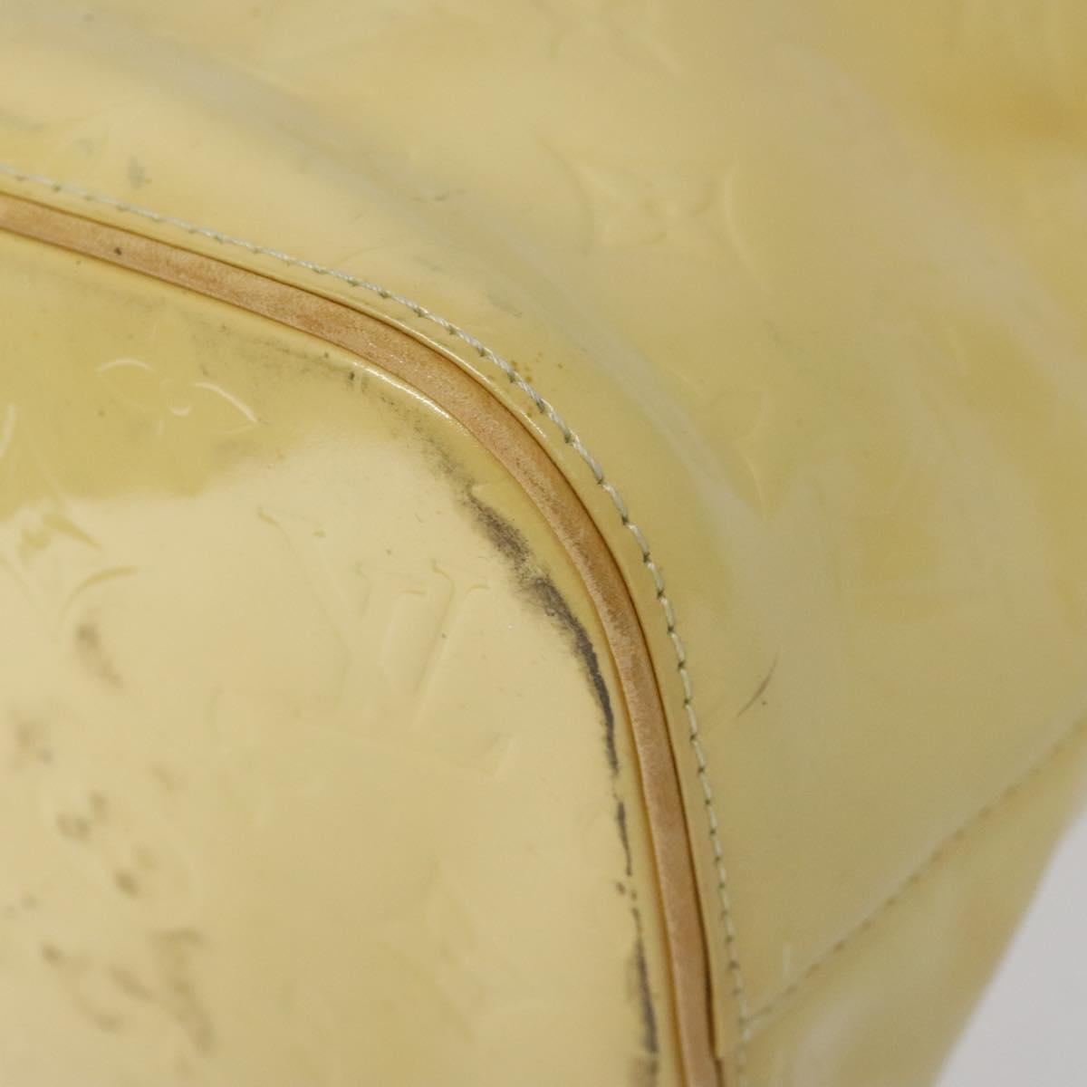 LOUIS VUITTON Monogram Vernis Houston Hand Bag Lime Yellow M91055 LV Auth ki5489