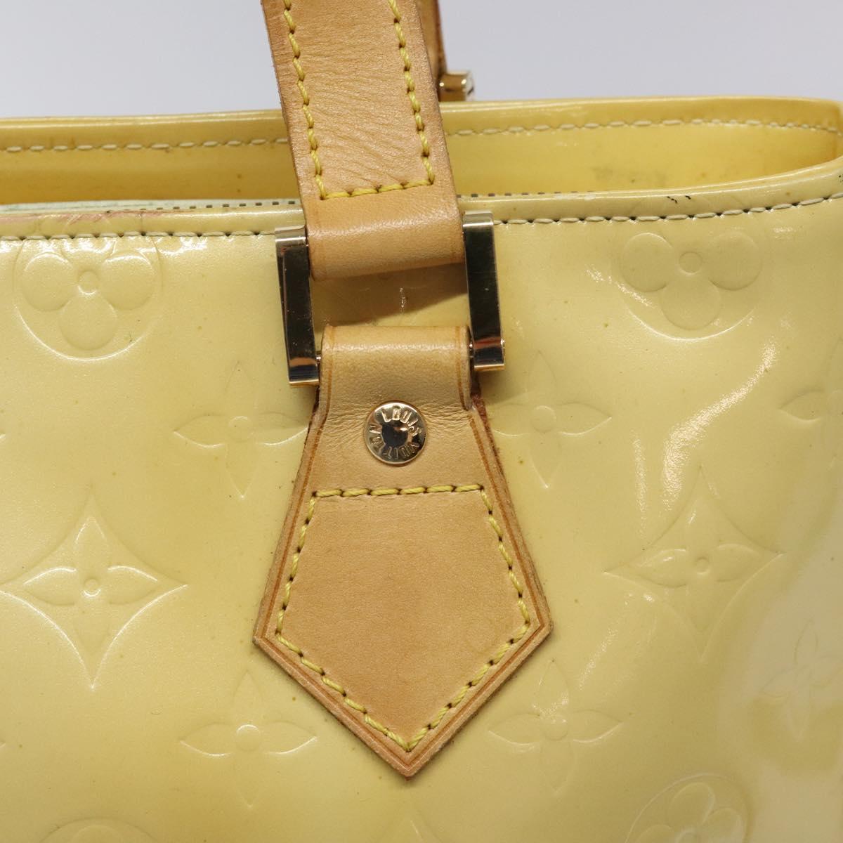 LOUIS VUITTON Monogram Vernis Houston Hand Bag Lime Yellow M91055 LV Auth ki5489