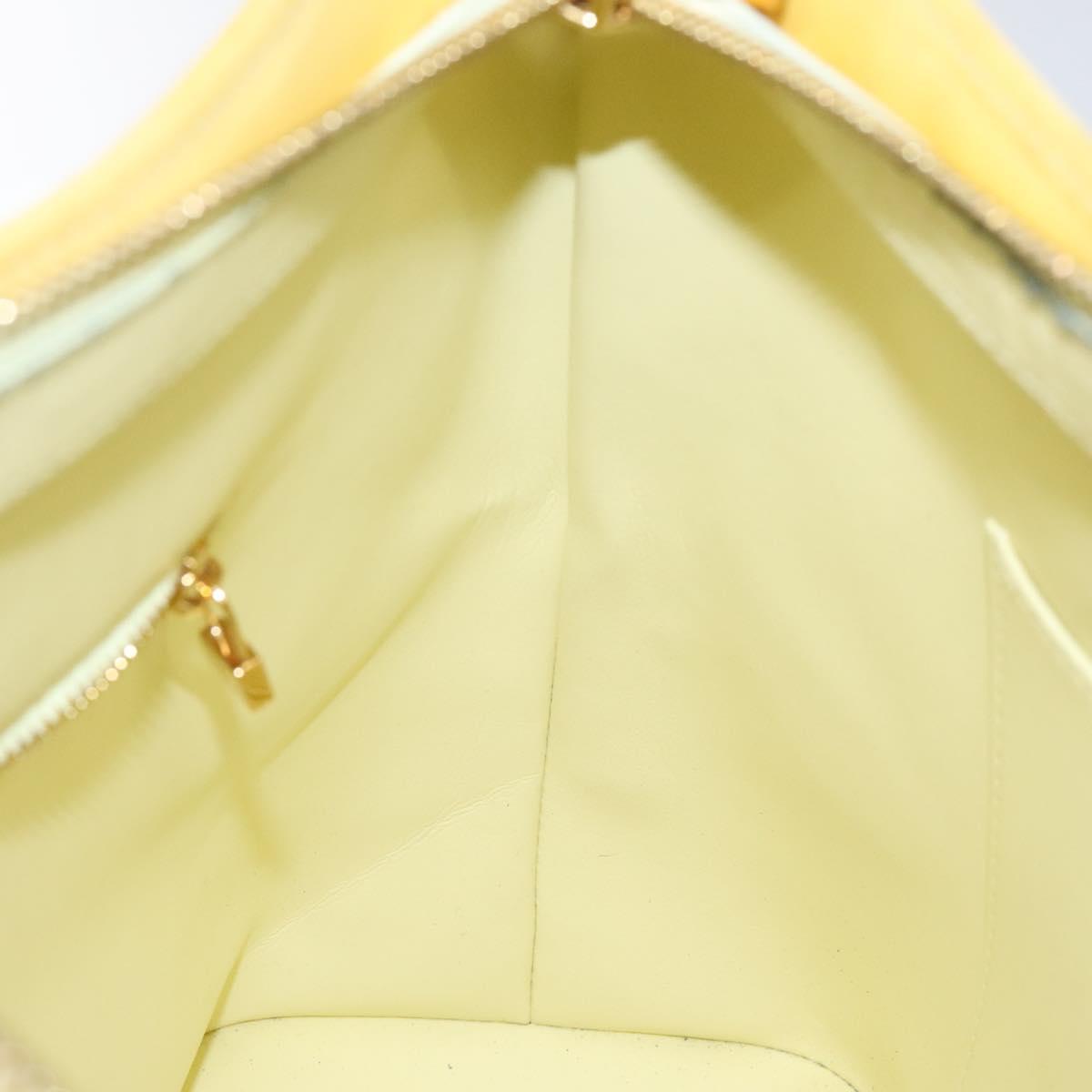 LOUIS VUITTON Monogram Vernis Houston Hand Bag Lime Yellow M91055 LV Auth ki5489