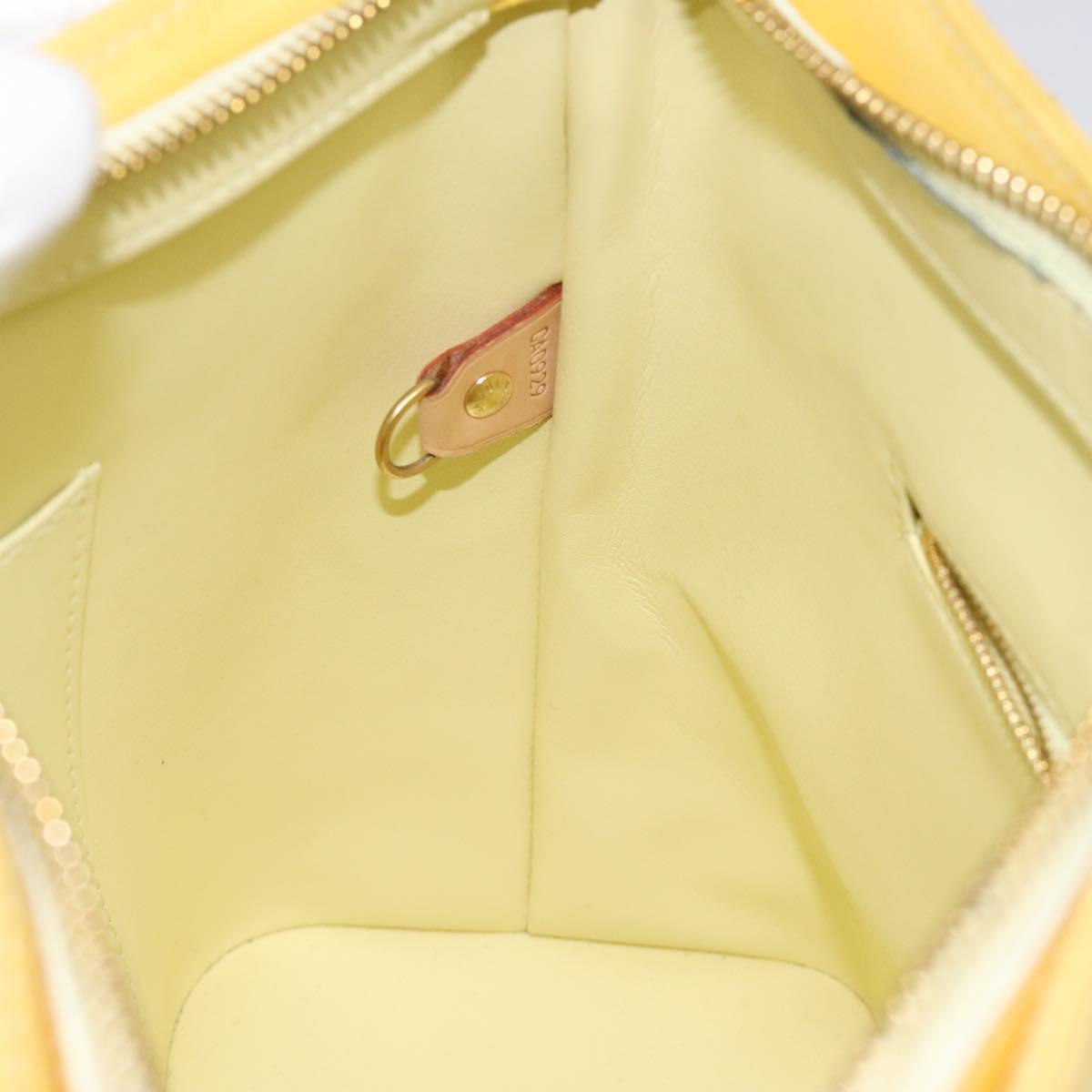 LOUIS VUITTON Monogram Vernis Houston Hand Bag Lime Yellow M91055 LV Auth ki5489