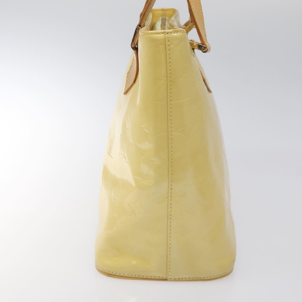 LOUIS VUITTON Monogram Vernis Houston Hand Bag Lime Yellow M91055 LV Auth ki5489