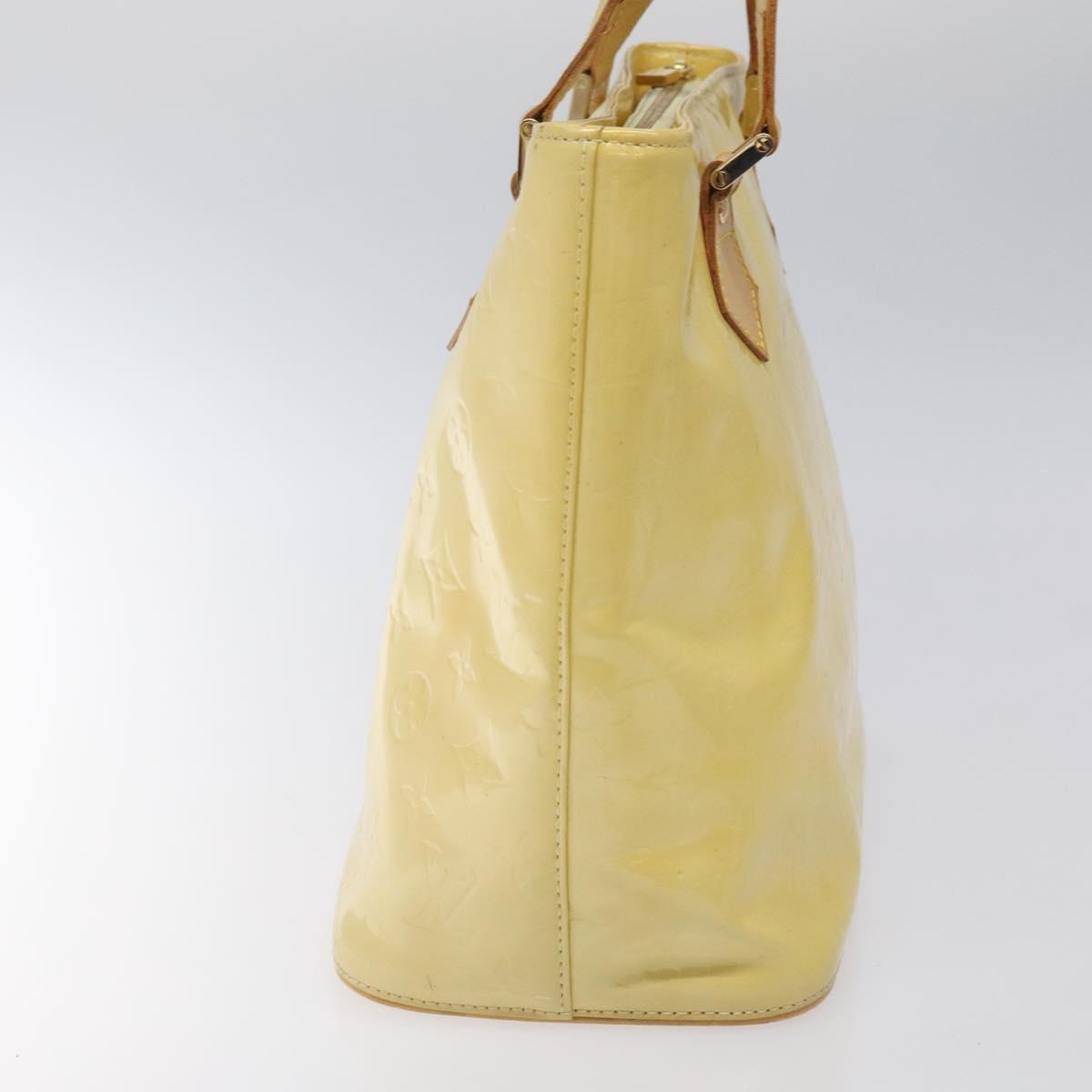 LOUIS VUITTON Monogram Vernis Houston Hand Bag Lime Yellow M91055 LV Auth ki5489