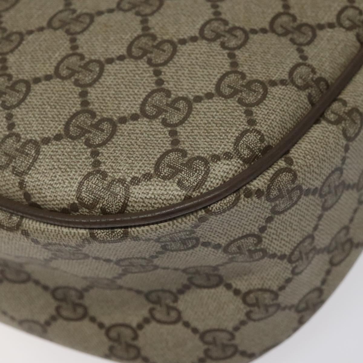 GUCCI GG Supreme Web Sherry Line Shoulder Bag PVC Beige Gold Red Auth ki5490