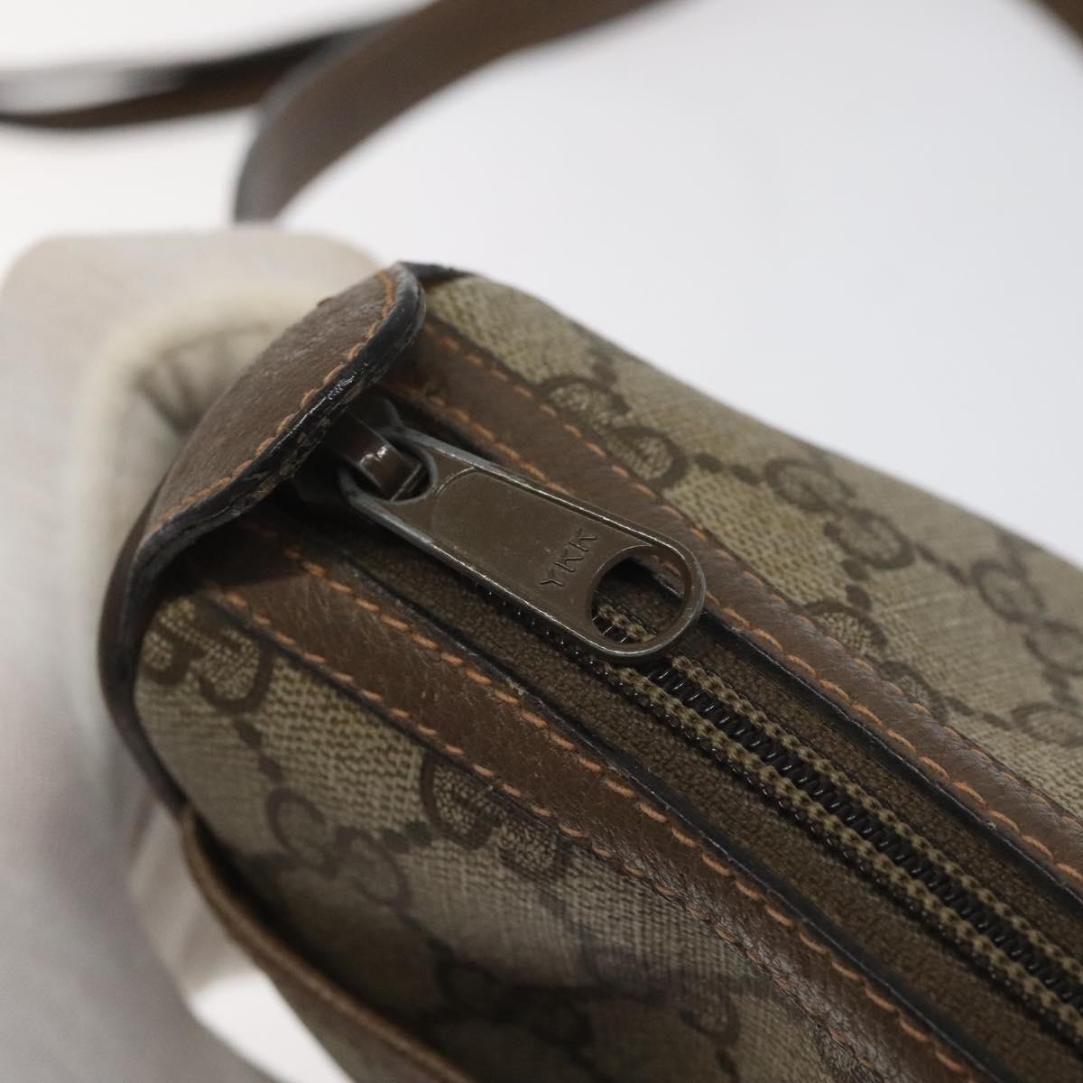 GUCCI GG Supreme Web Sherry Line Shoulder Bag PVC Beige Gold Red Auth ki5490