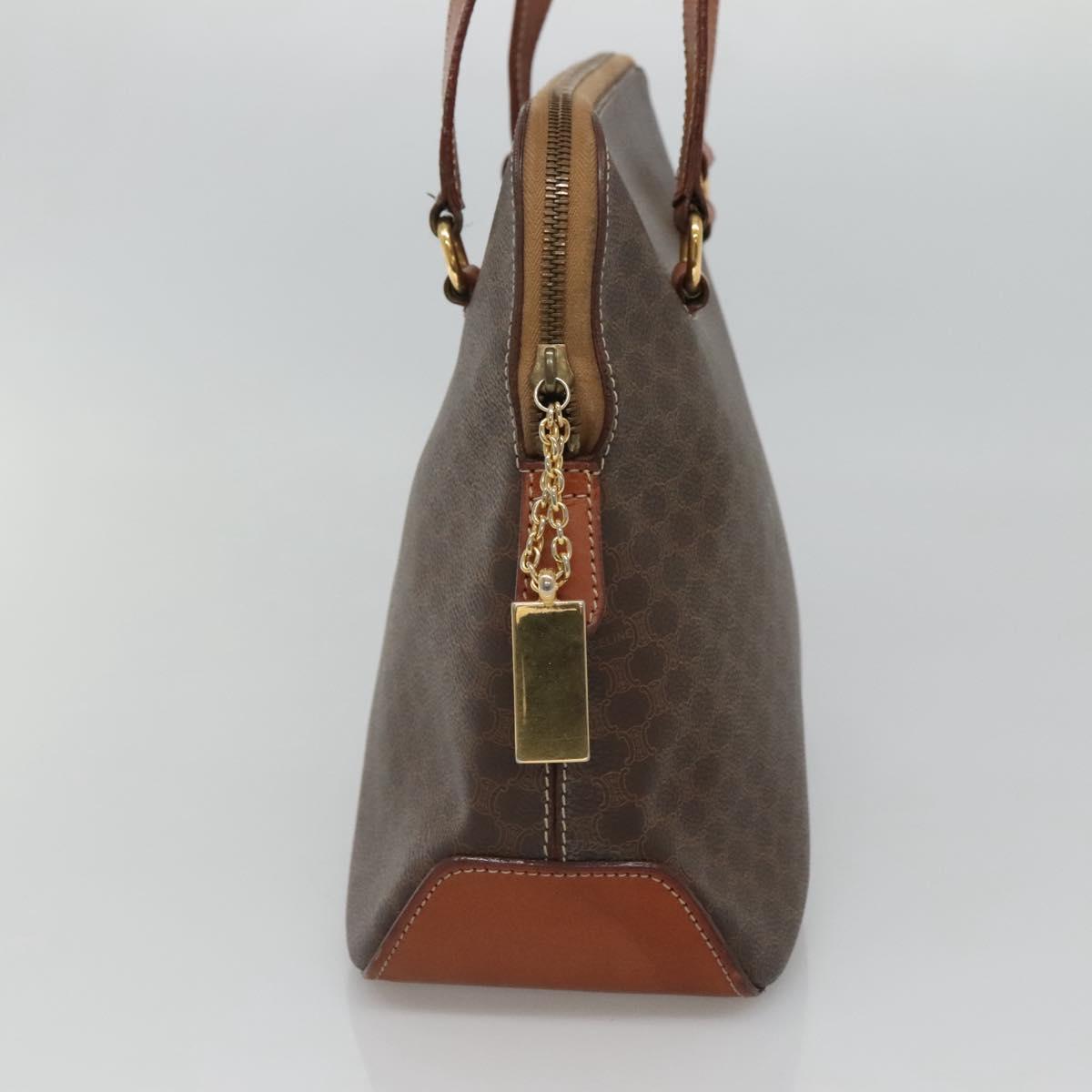 CELINE Macadam Canvas Hand Bag PVC Leather 2way Gold Brown Auth ki5507V