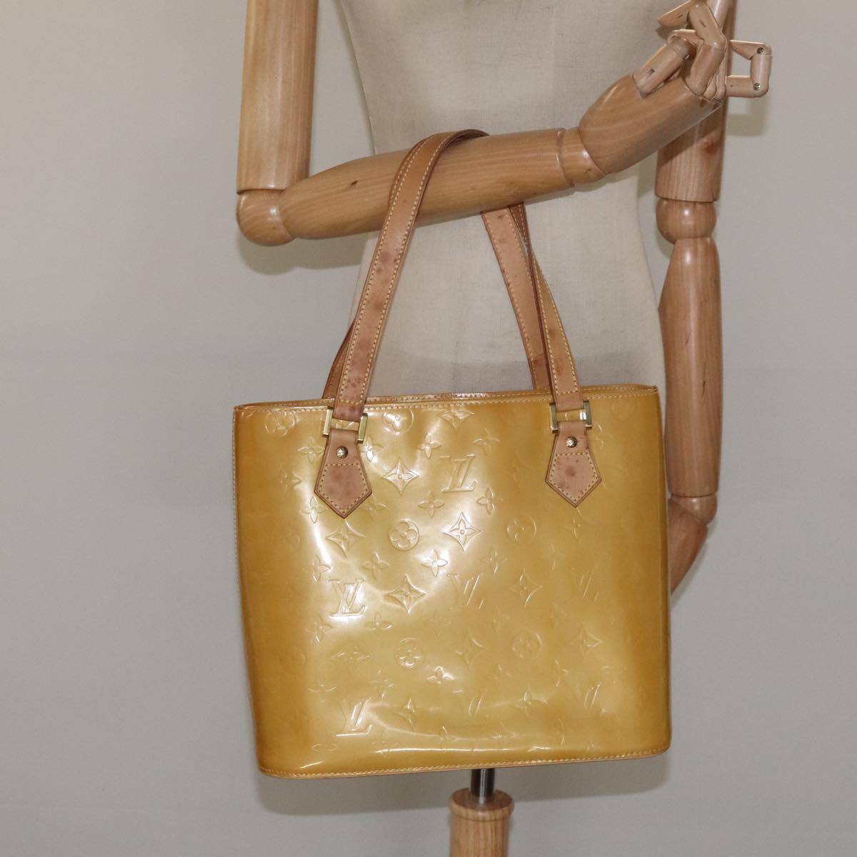 LOUIS VUITTON Monogram Vernis Houston Hand Bag Beige M91004 LV Auth ki5519