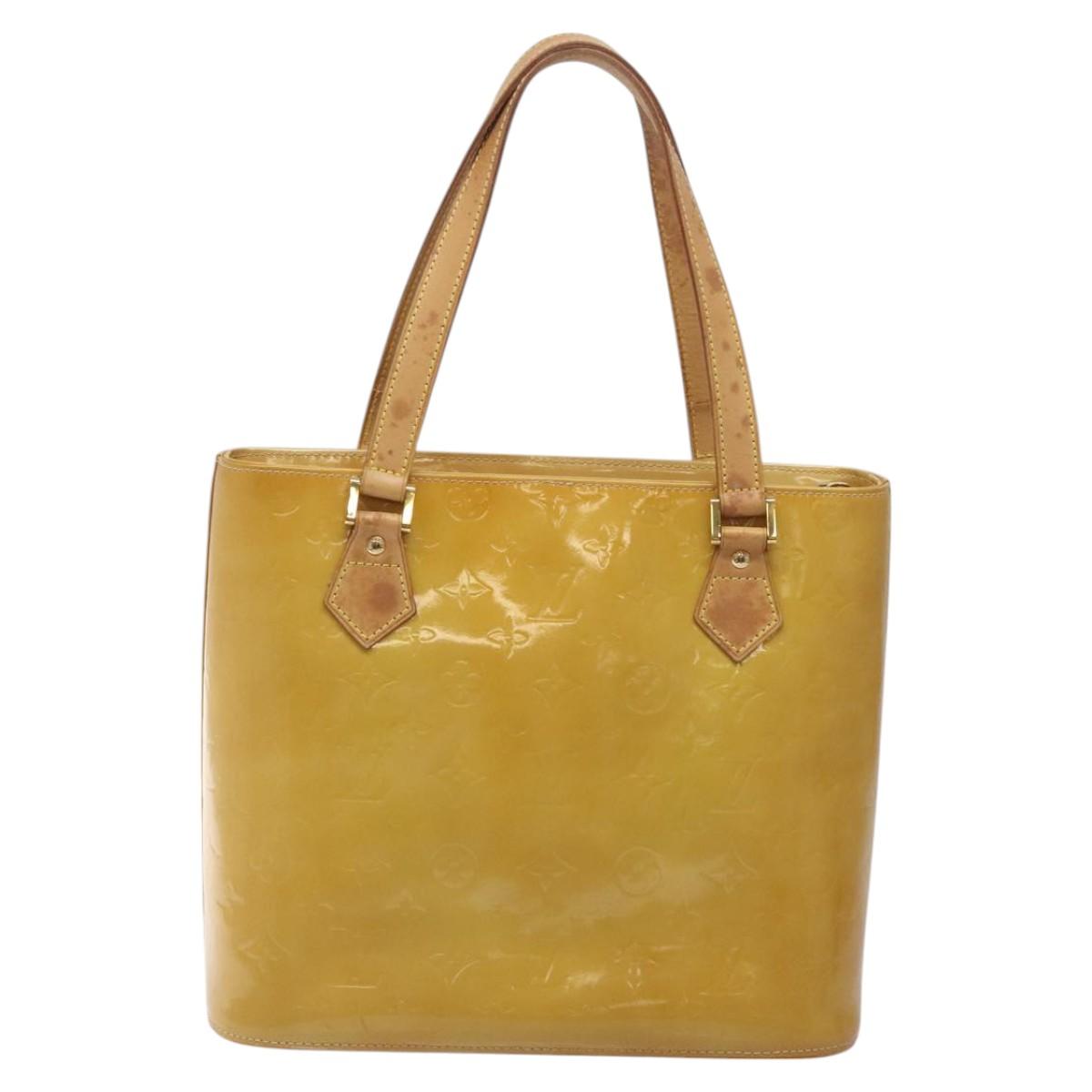 LOUIS VUITTON Monogram Vernis Houston Hand Bag Beige M91004 LV Auth ki5519