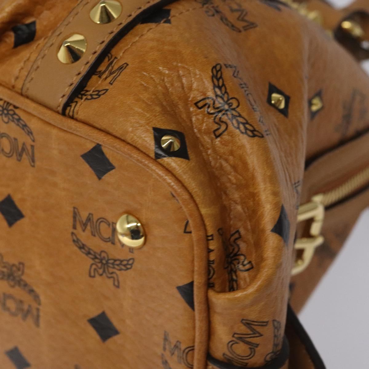 MCM Vicetos Logogram Hand Bag PVC Leather Brown Gold Auth ki5520